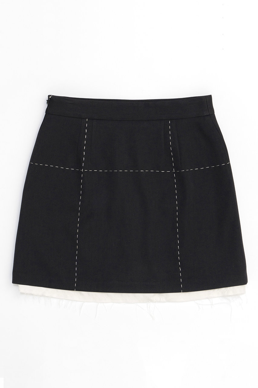 メゾンスペシャル/MAISON SPECIALのLow Waist Stitch Mini Skirt/ローウエストステッチミニスカート(BLK(ブラック)/21242515302)