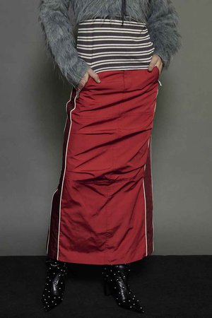メゾンスペシャル/MAISON SPECIALのSide Line Oxford Maxi Skirt/サイドラインオックスマキシスカート(110700/110703)