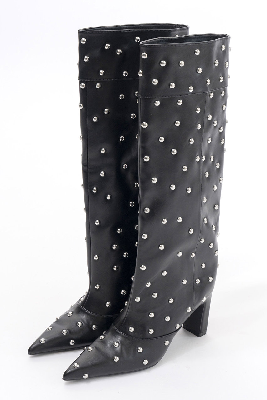 メゾンスペシャル/MAISON SPECIALのStuds Loose Long Boots/スタッズルーズロングブーツ(BLK(ブラック)/21242565510)