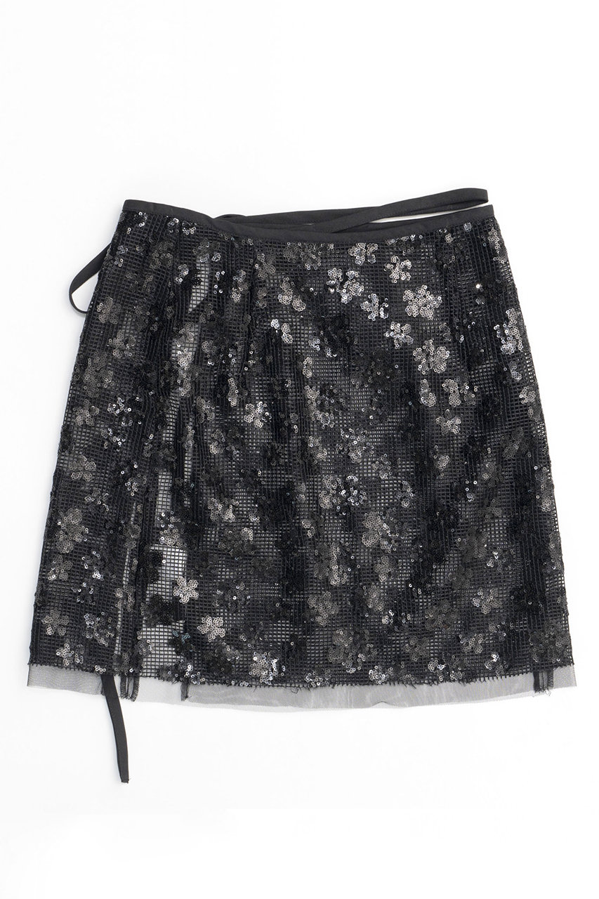 MAISON SPECIAL(メゾンスペシャル)｜Glitter Flower Wrap Skirt/キラキラフラワーラップスカート/BLK(ブラック)  の通販｜ELLESHOP・(エル・ショップ)