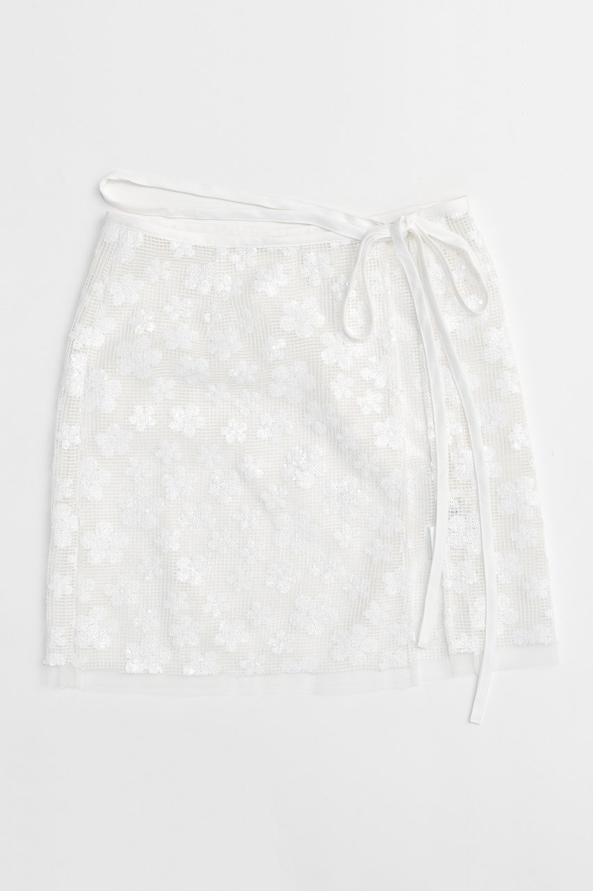 MAISON SPECIAL Glitter Flower Wrap Skirt/キラキラフラワーラップスカート (WHT(ホワイト), FREE) メゾンスペシャル ELLE SHOP