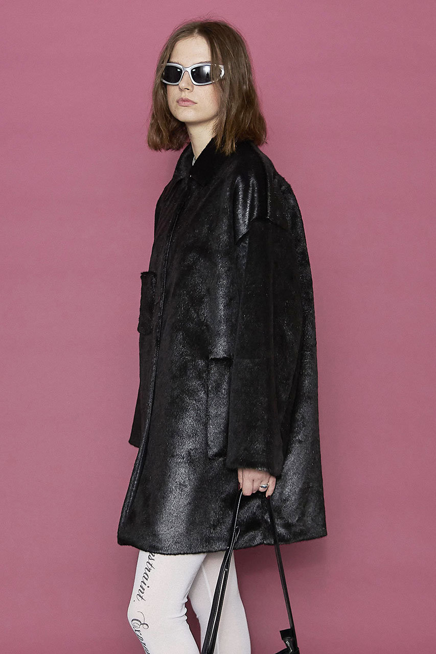MAISON SPECIAL ステンカラーコート Faux Fur Leopard Coat