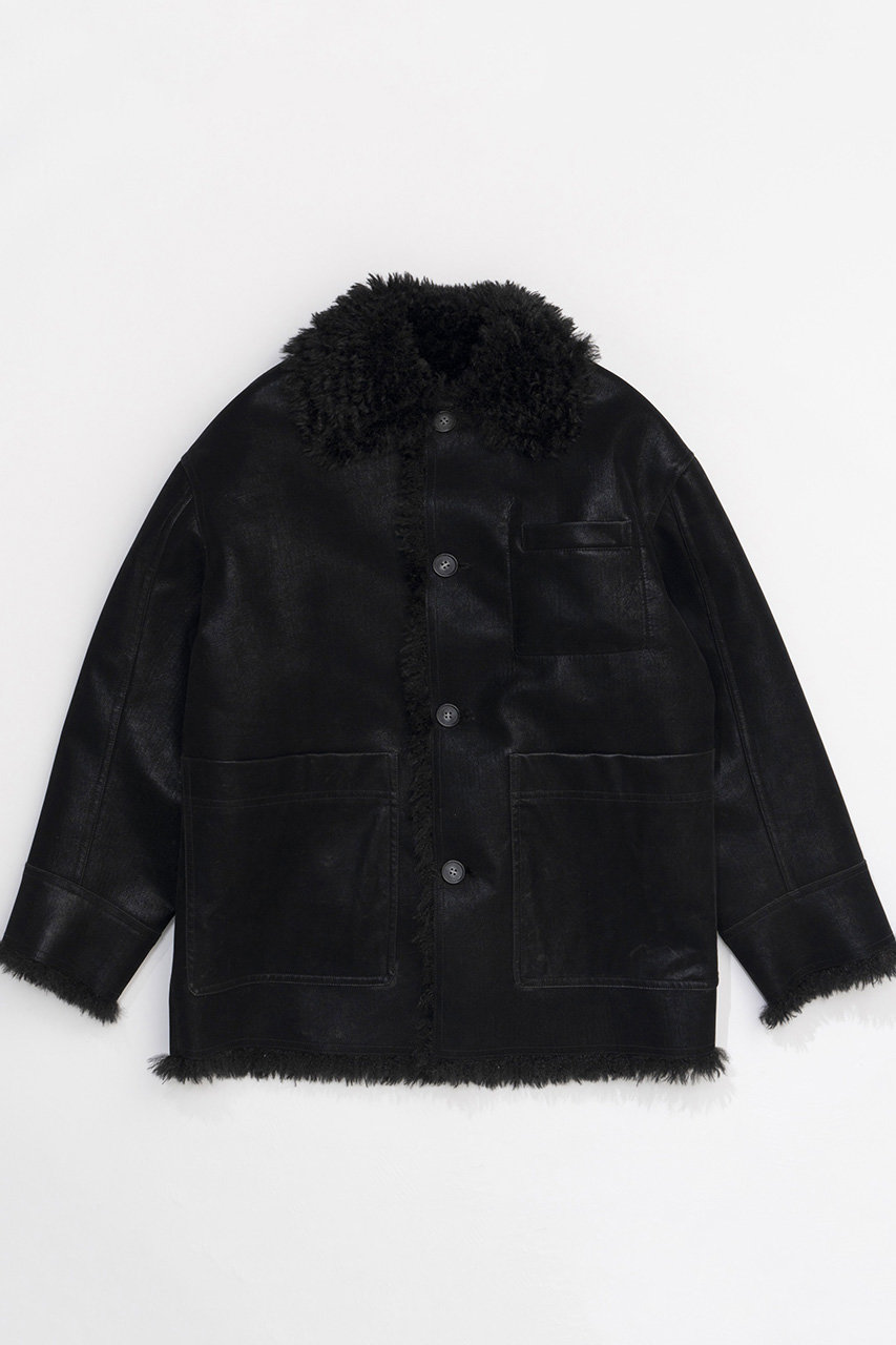 メゾンスペシャル/MAISON SPECIALのReversible Vegan Leather Mouton Blouson/リバーシブルヴィーガンレザームートンブルゾン(BLK(ブラック)/21242215311)