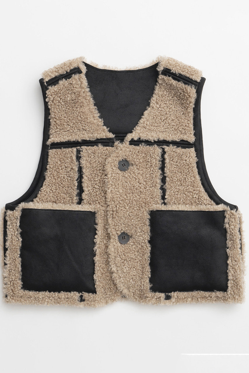 MAISON SPECIAL メゾンスペシャル ﾍﾞｰｼﾞｭ  2way Boa Vest BLACK MAISON SPECIAL メゾンスペシャル ベージュ 2way Boa Vest BLACK