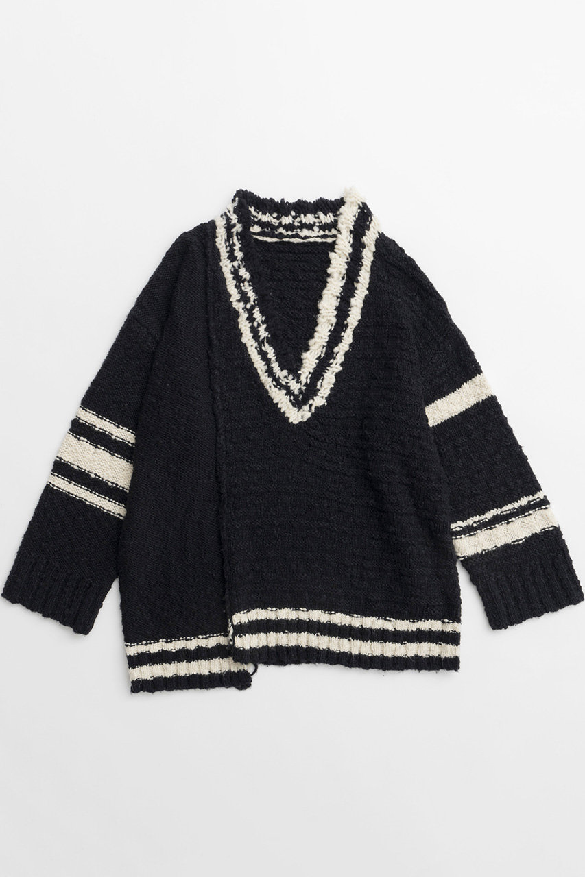 メゾンスペシャル/MAISON SPECIALのTilden Oversize Knit Tops/チルデンオーバーニット(BLK(ブラック)/21242365215)