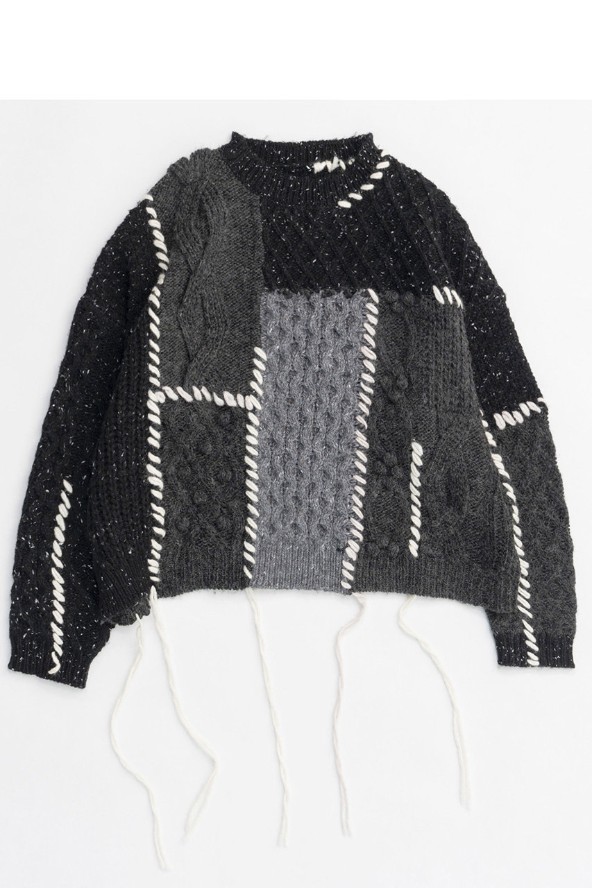 MAISON SPECIAL Cable Knitting Stitch Knit Tops/ケーブルステッチニット (BLK(ブラック), FREE) メゾンスペシャル ELLE SHOP