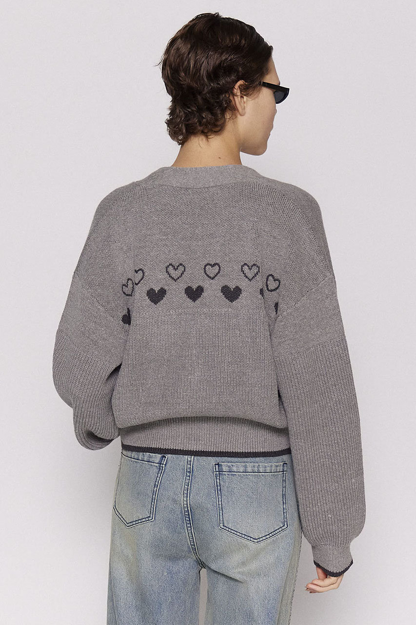 MAISON SPECIAL(メゾンスペシャル)｜Heart Jacquard Short Length Knit Cardigan/ハートジャガード ショートニットカーディガン/GRY(グレー) の通販｜ELLESHOP・(エル・ショップ)