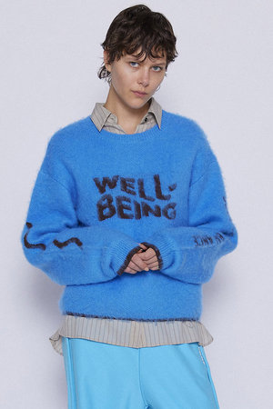 メゾンスペシャル/MAISON SPECIALのWELLBEING Logo Jacquard Knit Sweater/WELLBEINGロゴジャガードニット(110300/110301)