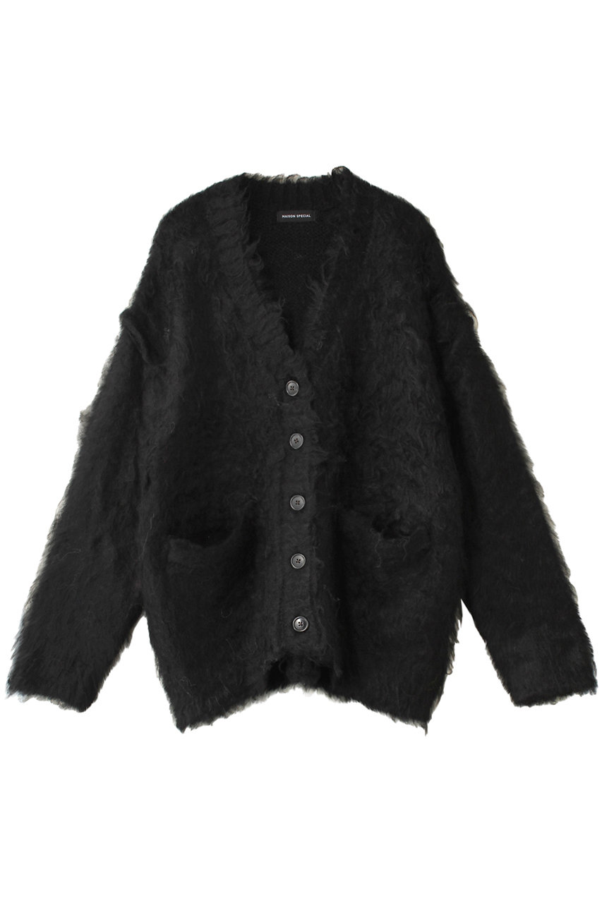 メゾンスペシャル/MAISON SPECIALのFluffy Shaggy Knit Cardigan/フラッフィーシャギーカーディガン(BLK(ブラック)/21242365701)