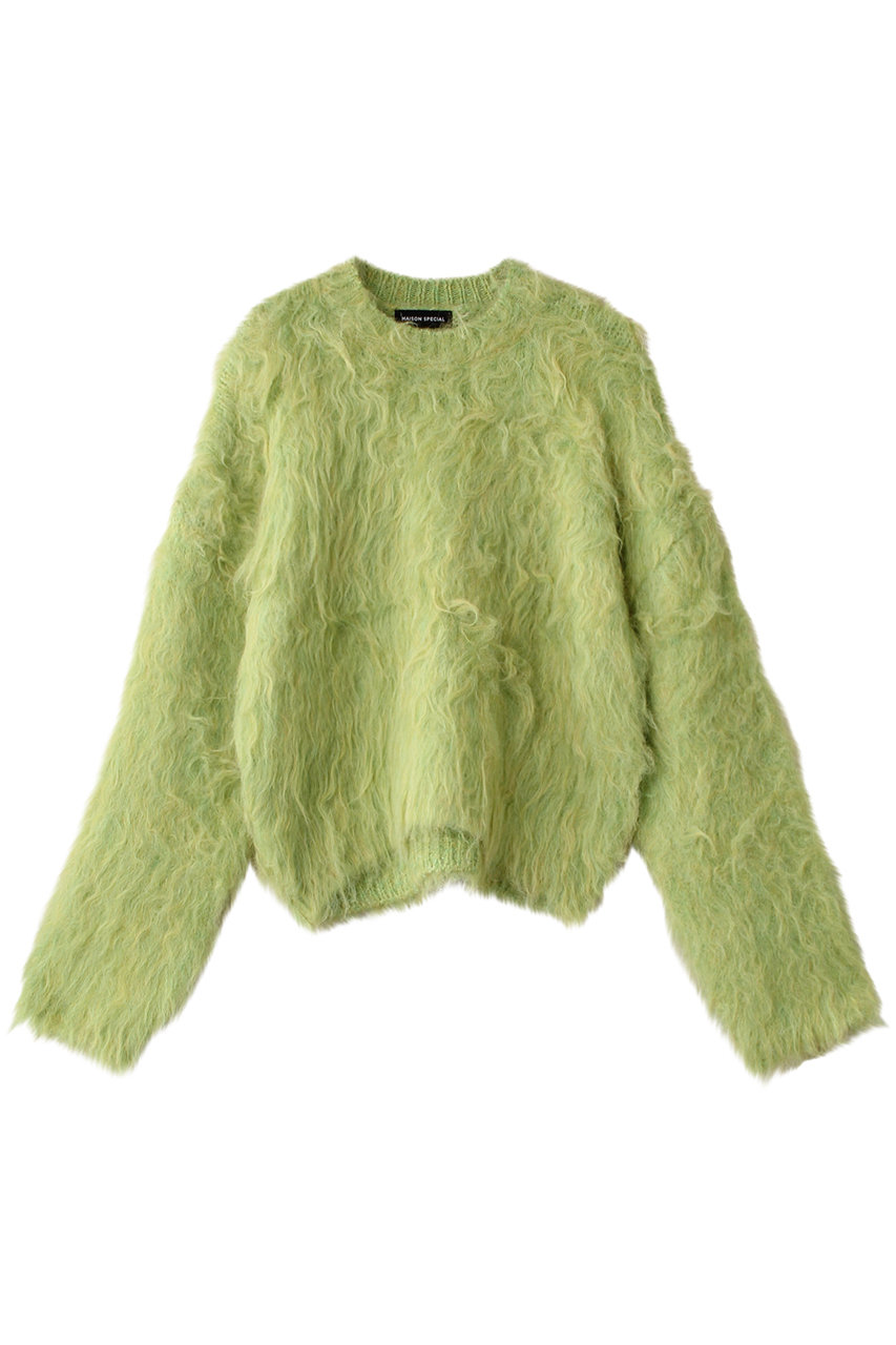 メゾンスペシャル/MAISON SPECIALのFluffy Shaggy Knit Pullover/フラッフィーシャギープルオーバー(LIME(ライム)/21242365702)