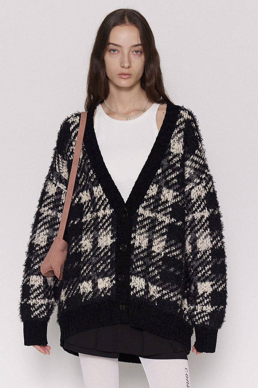 MAISON SPECIAL(メゾンスペシャル)｜Plaid Jacquard Knit Cardigan/ジャガードチェックカーディガン/BLK(ブラック)  の通販｜ELLESHOP・(エル・ショップ)