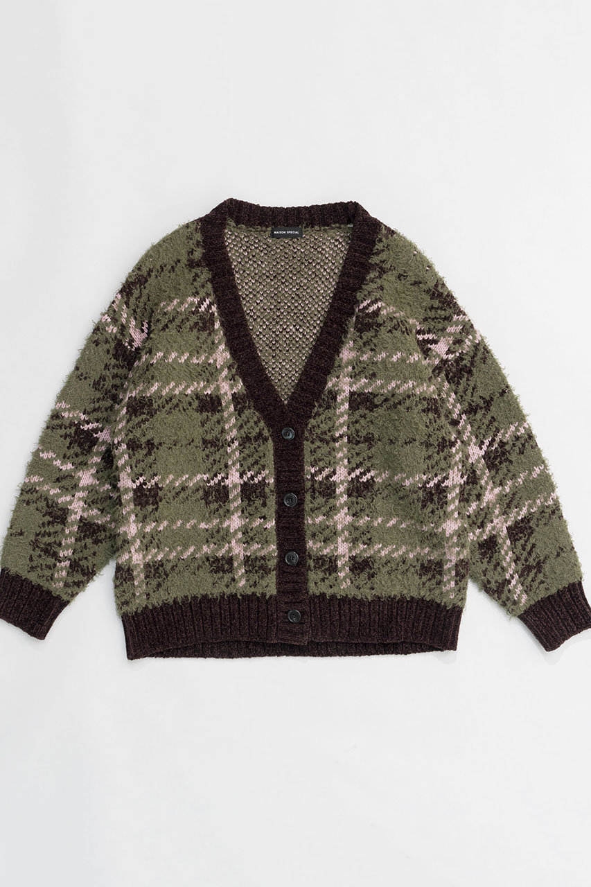 メゾンスペシャル/MAISON SPECIALのPlaid Jacquard Knit Cardigan/ジャガードチェックカーディガン(KHK(カーキ)/21242365708)