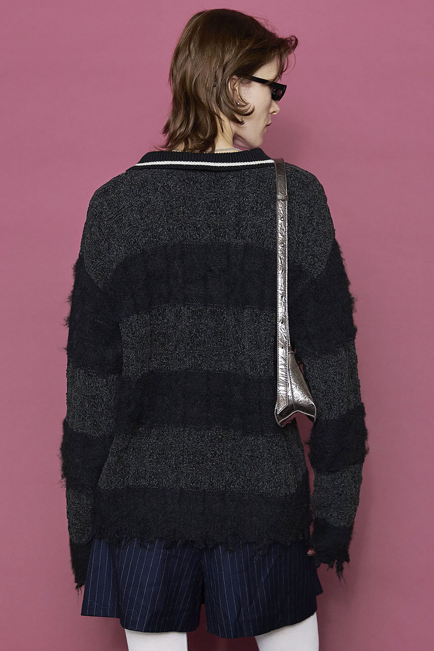 MAISON SPECIAL(メゾンスペシャル)｜Cable Knitting Border Rugger
