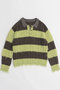 【予約販売】Cable Knitting Border Rugger Knit Tops/ケーブルボーダーラガーニット メゾンスペシャル/MAISON SPECIAL KHK(カーキ)