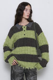 Cable Knitting Border Rugger Knit Tops/ケーブルボーダーラガーニット