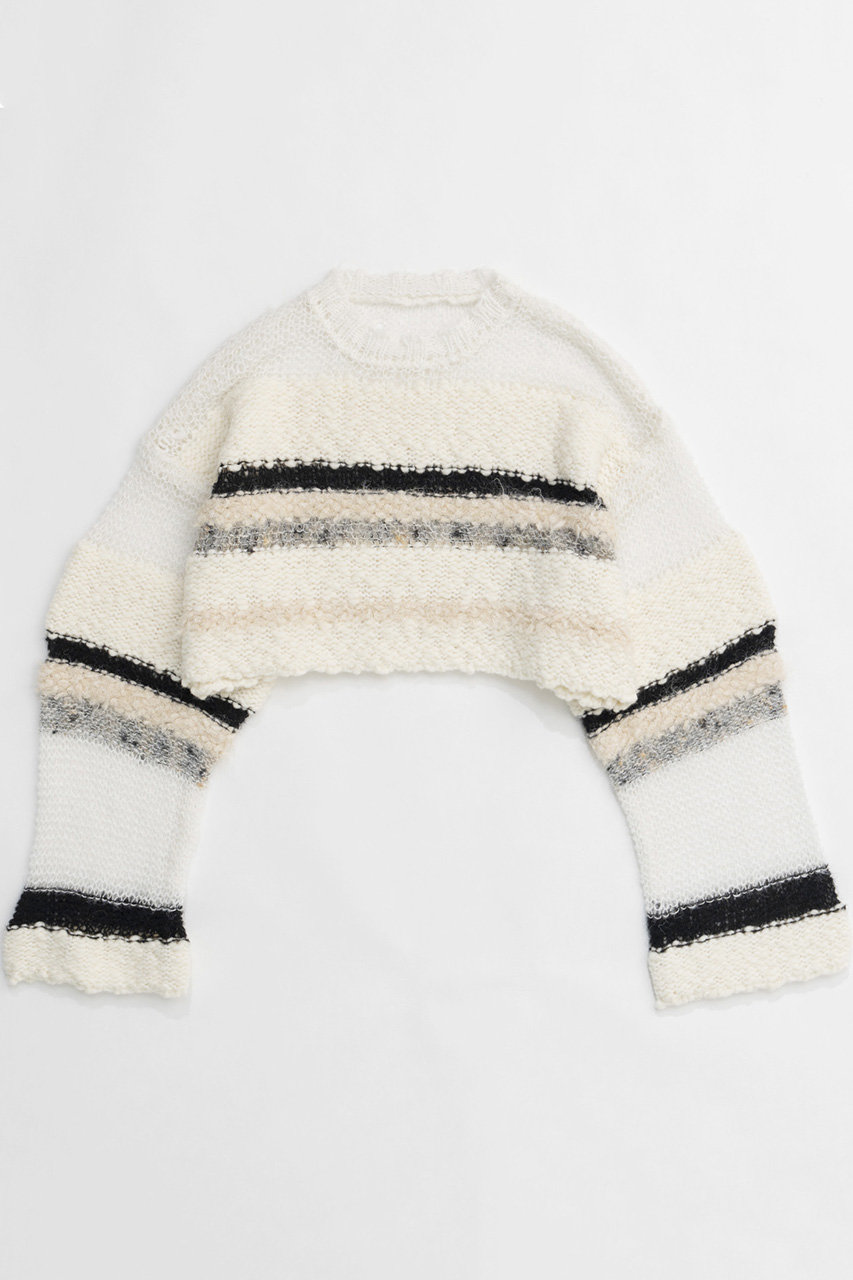 メゾンスペシャル/MAISON SPECIALのMulti Border Knit Tops/マルチボーダーニット(O.WHT(オフホワイト)/21242365710)