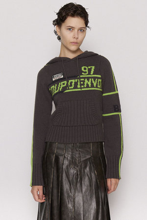 メゾンスペシャル/MAISON SPECIALのKick Off Hoodie Knit Tops/キックオフフーディーニットトップ(110300/110301)