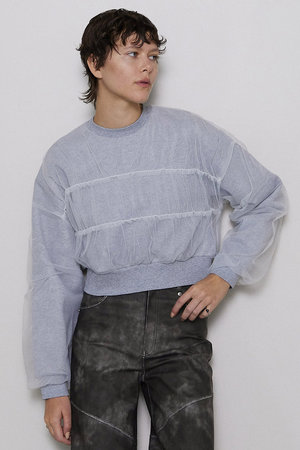メゾンスペシャル/MAISON SPECIALのTulle Layered Sweatshirt/チュールレイヤードスウェット(110100/110105)