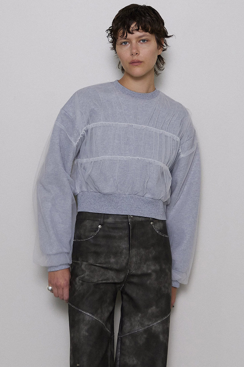 MAISON SPECIAL(メゾンスペシャル)｜Tulle Layered Sweatshirt/チュールレイヤードスウェット/L.GRY(ライト グレー) の通販｜ELLESHOP・(エル・ショップ)