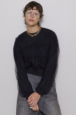 メゾンスペシャル/MAISON SPECIALのTulle Layered Sweatshirt/チュールレイヤードスウェット(110100/110105)