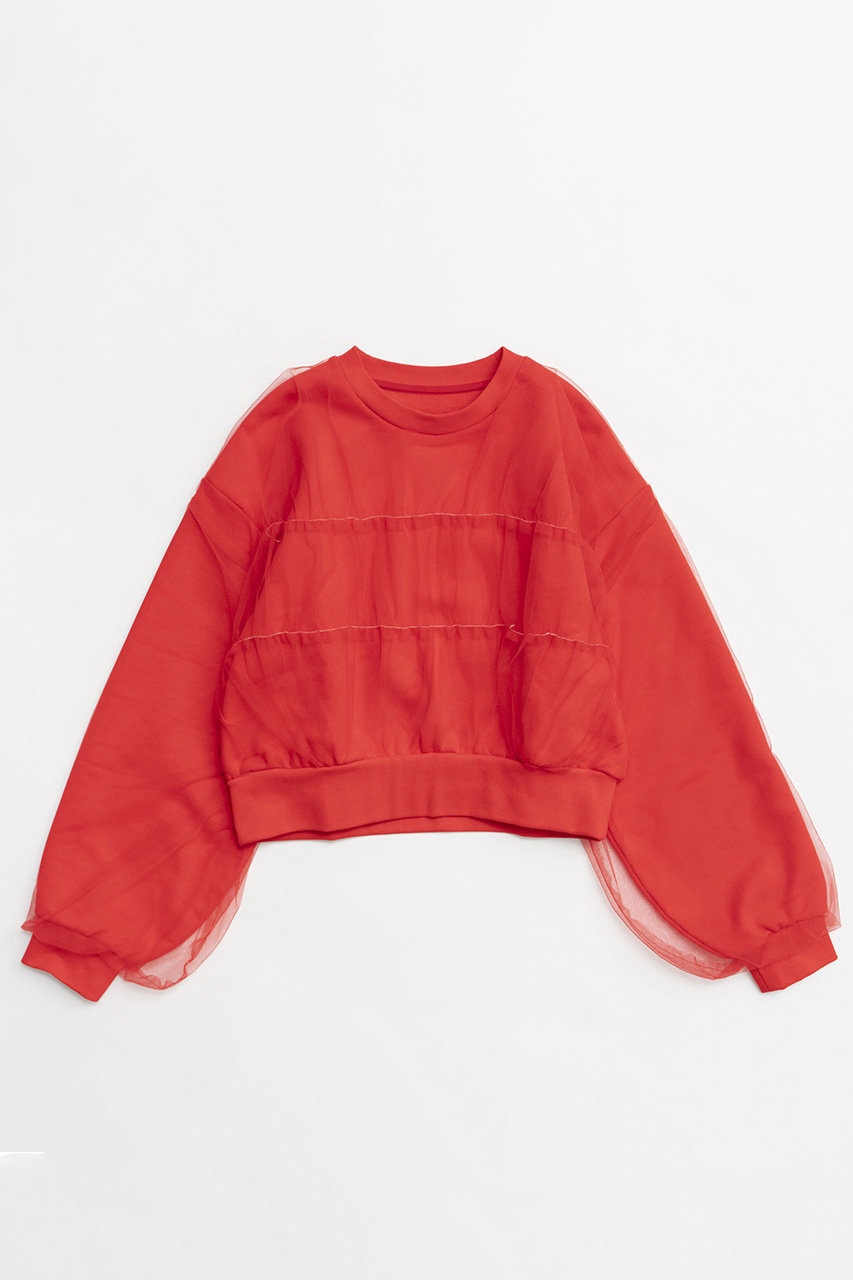 メゾンスペシャル/MAISON SPECIALの【予約販売】Tulle Layered Sweatshirt/チュールレイヤードスウェット(RED(レッド)/21242415207)