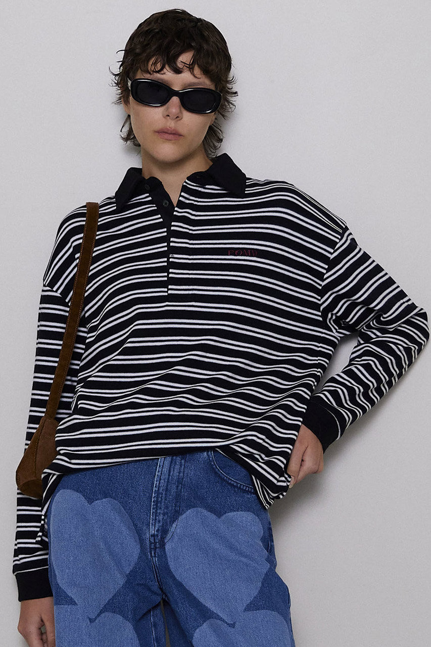 MAISON SPECIAL FOAM Logo Border Polo Shirt/FOAMロゴボーダーポロシャツ (BLK(ブラック), FREE) メゾンスペシャル ELLE SHOP MAISON SPECIAL FOAM Logo Border Polo Shirt/FOAMロゴボーダーポロシャツ (BLK(ブラック), FREE) メゾンスペシャル ELLE SHOP