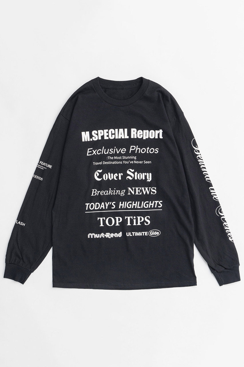 メゾンスペシャル/MAISON SPECIALの【予約販売】MAGAZINE HEADING Long Sleeve T-shirt/MAGAZINE HEADINGロングスリーブTシャツ(BLK(ブラック)/21242415324)