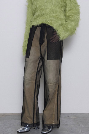 メゾンスペシャル/MAISON SPECIALのTulle Layer Denim Pants/チュールレイヤーデニム(110600/110604)