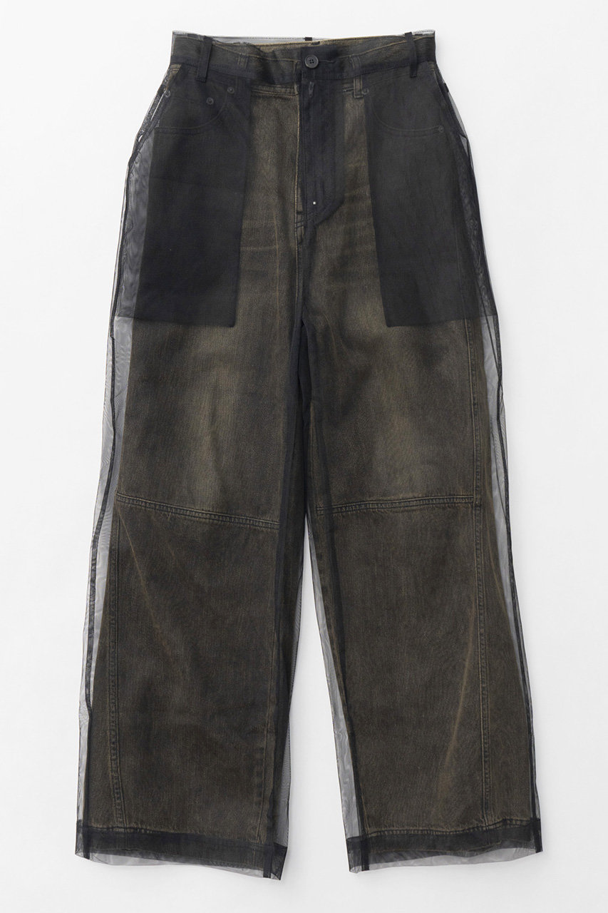 メゾンスペシャル/MAISON SPECIALのTulle Layer Denim Pants/チュールレイヤーデニム(BRN(ブラウン)/21242465210)