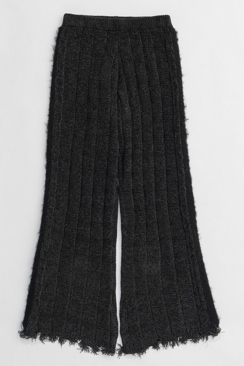 メゾンスペシャル/MAISON SPECIALのKable Knitting Border Pants/ケーブルボーダーニットパンツ(BLK(ブラック)/21242465706)