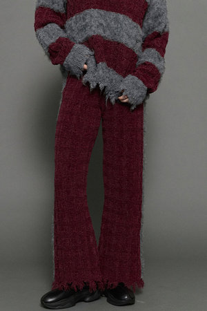 メゾンスペシャル/MAISON SPECIALのKable Knitting Border Pants/ケーブルボーダーニットパンツ(110600/110601)