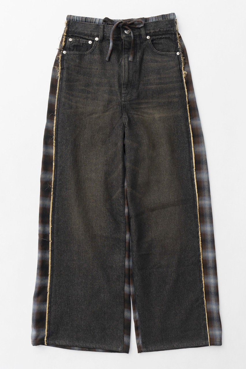 MAISON SPECIAL(メゾンスペシャル)｜Plaid Pattern Bicolor Denim Pants/チェックバイカラーデニム/BLK(ブラック)  の通販｜ELLESHOP・(エル・ショップ)