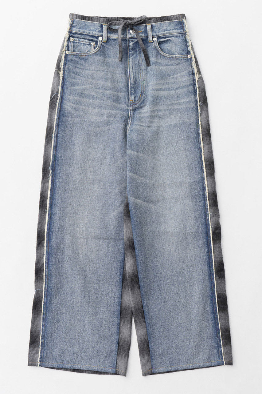 MAISON SPECIAL Plaid Pattern Bicolor Denim Pants/チェックバイカラーデニム (BLU(ブルー), 36) メゾンスペシャル ELLE SHOP MAISON SPECIAL Plaid Pattern Bicolor Denim Pants/チェックバイカラーデニム (BLU(ブルー), 36) メゾンスペシャル ELLE SHOP