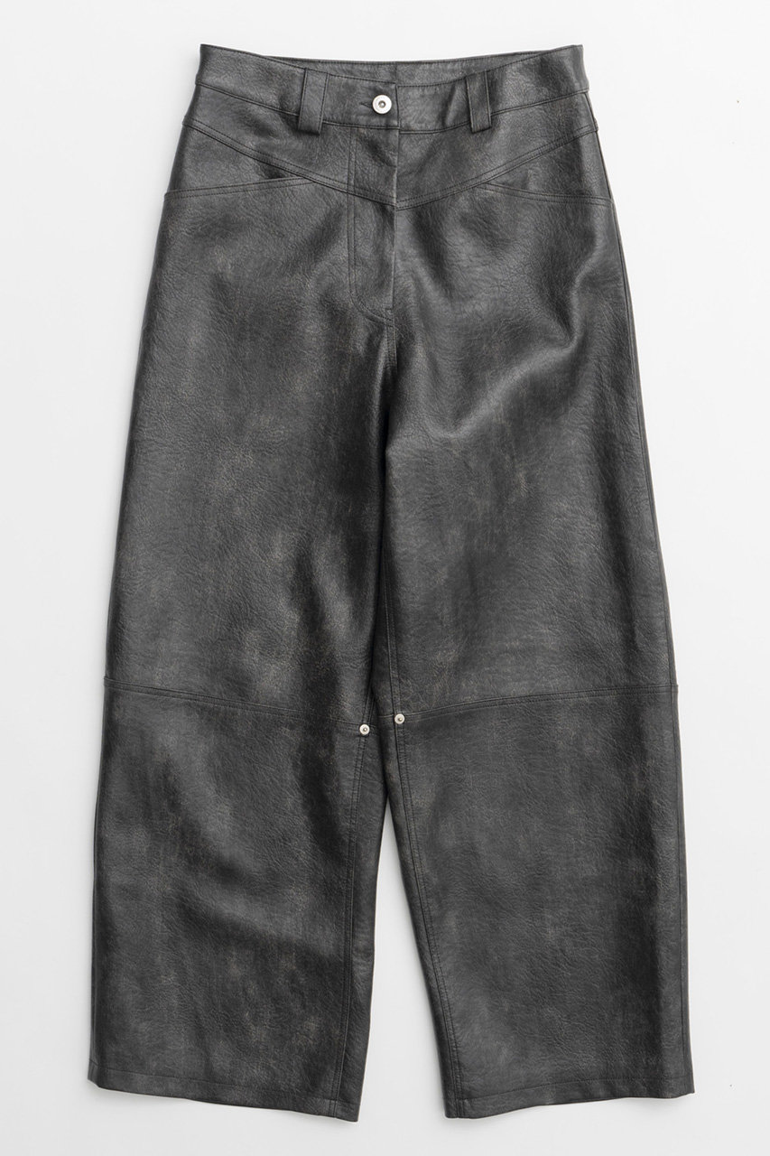 メゾンスペシャル/MAISON SPECIALの【予約販売】Cocoon Wide Silhouette Vegan Leather Pants/コクーンワイドヴィーガンレザーパンツ(BLK(ブラック)/21242465815)