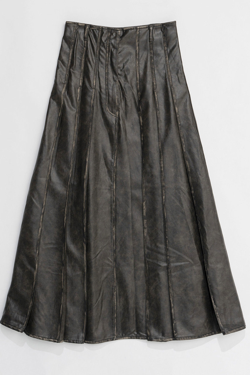 MAISON SPECIAL Tack Pleats Vegan Leather Long Skirt/タックプリーツヴィーガンレザーロングスカート (BRN(ブラウン), 38) メゾンスペシャル ELLE SHOP