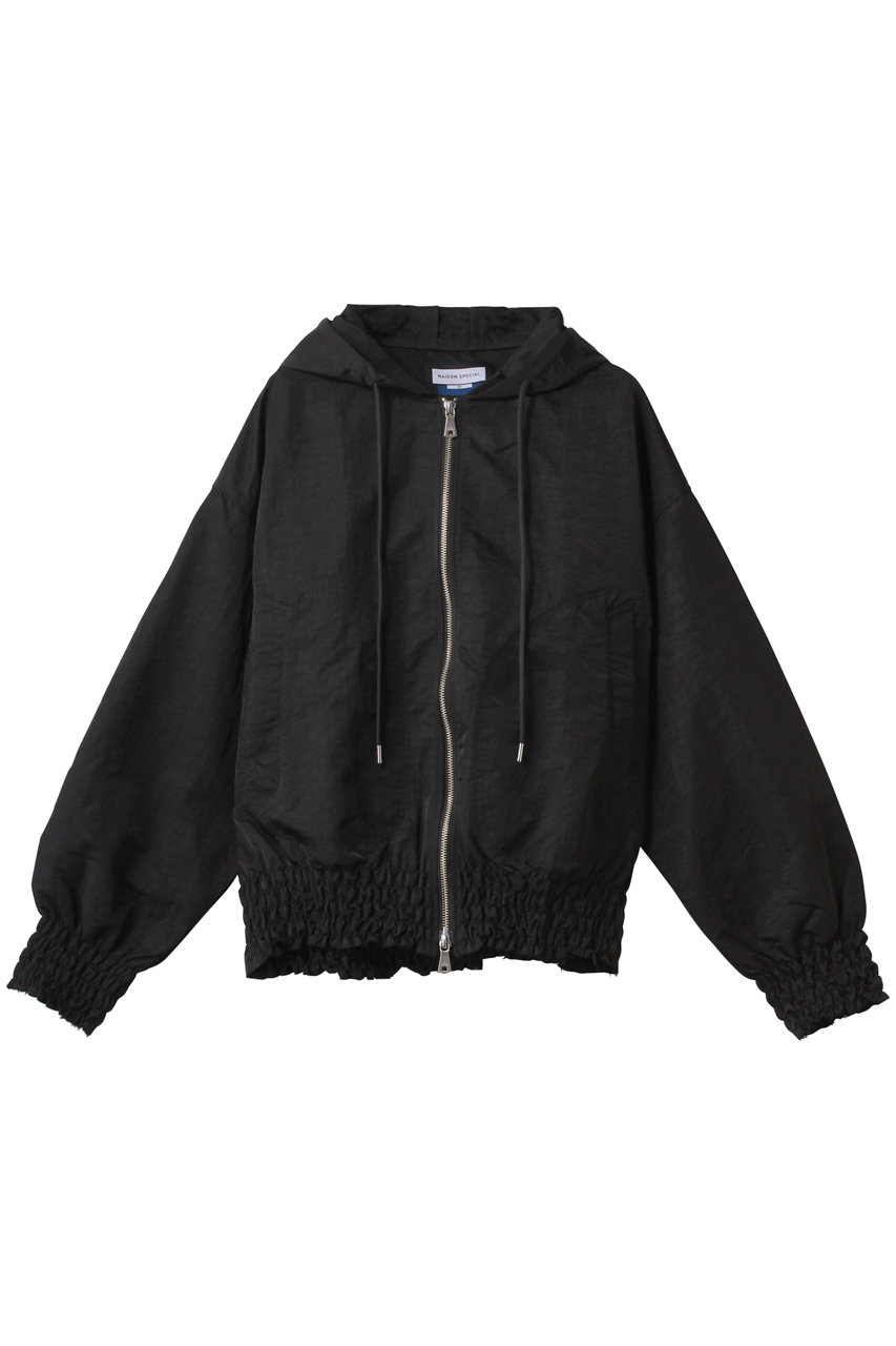 MAISON SPECIAL 【UNISEX】裾シャーリングフードブルゾン (BLK(ブラック), 2) メゾンスペシャル ELLE SHOP MAISON SPECIAL 【UNISEX】裾シャーリングフードブルゾン (BLK(ブラック), 2) メゾンスペシャル ELLE SHOP