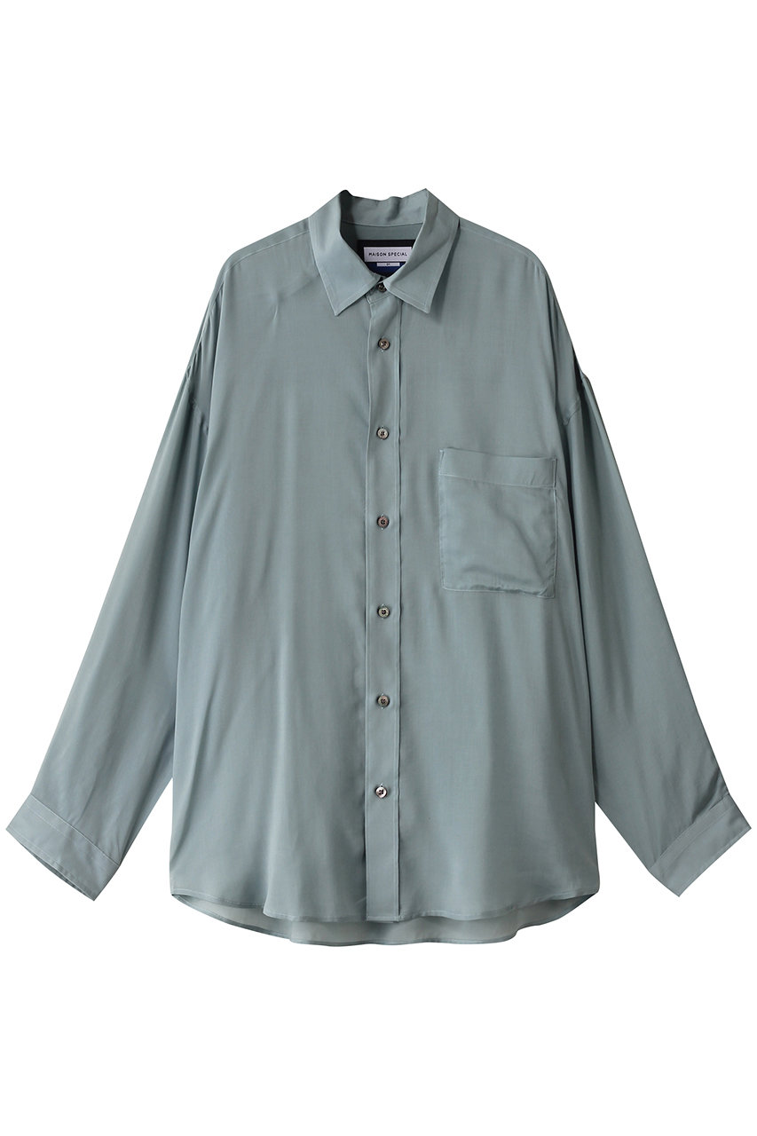 MAISON SPECIAL 【UNISEX】セルロースクレープシフォンシャツ (BLU(ブルー), 1) メゾンスペシャル ELLE SHOP MAISON SPECIAL 【UNISEX】セルロースクレープシフォンシャツ (BLU(ブルー), 1) メゾンスペシャル ELLE SHOP