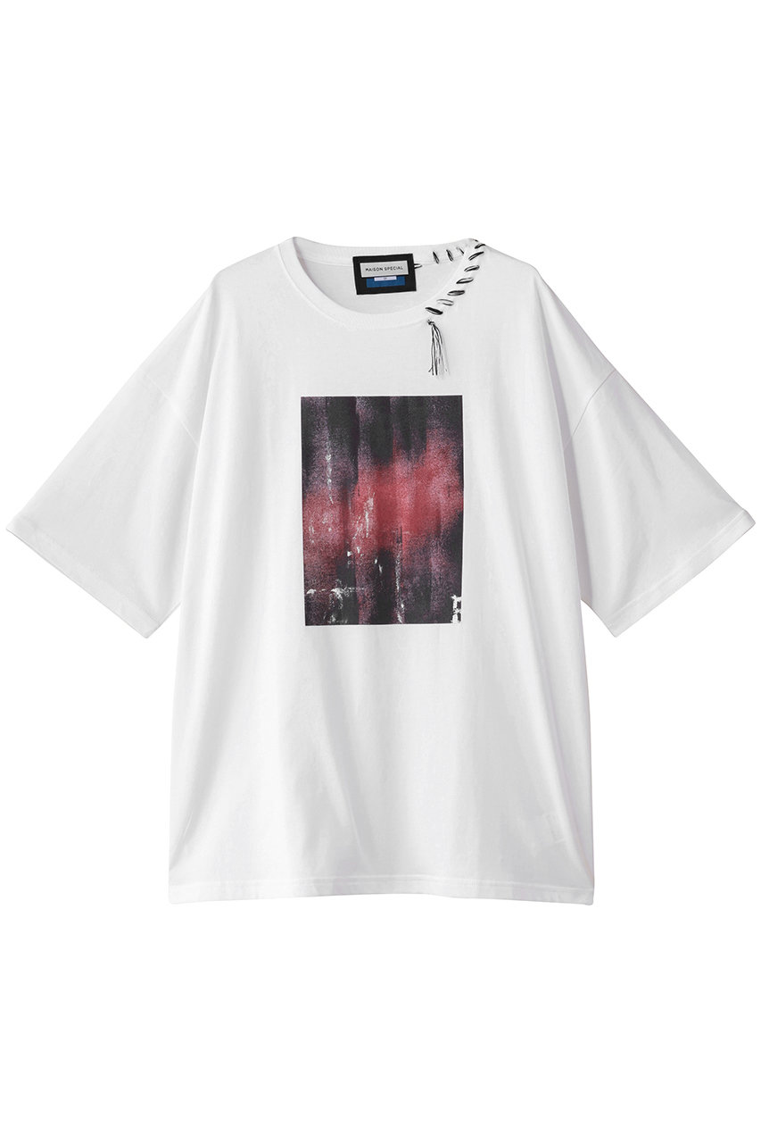 メゾンスペシャル/MAISON SPECIALの【UNISEX】スクエアハンドプリントTシャツ(RED(レッド)/11251411213)