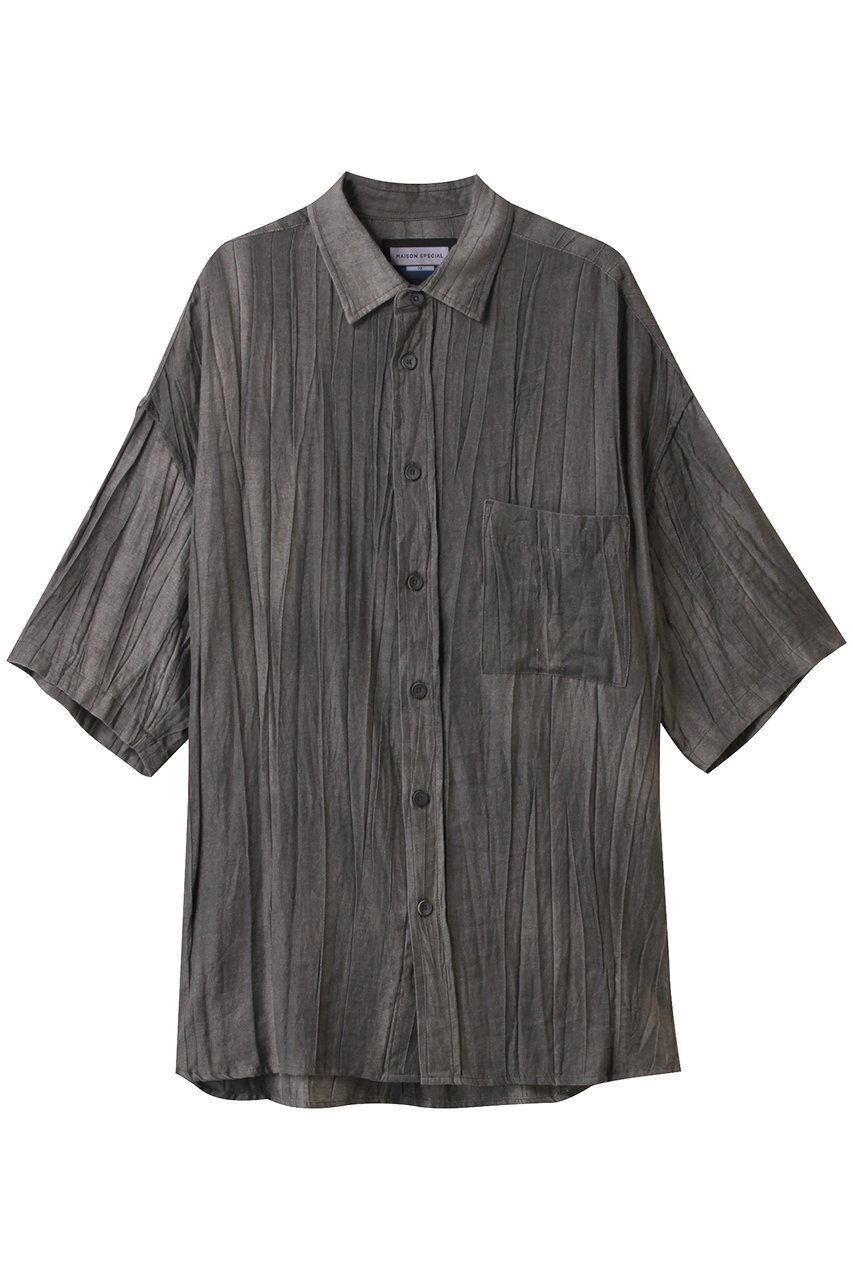メゾンスペシャル/MAISON SPECIALの【UNISEX】シアーリネンシャツS/S(BLK(ブラック)/11251311219)