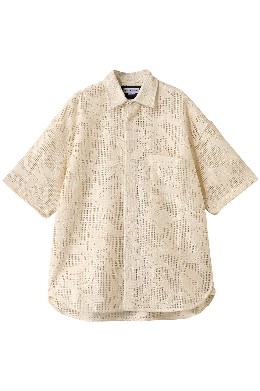 MAISON SPECIAL 【UNISEX】メッシュフラワー刺しゅう半袖シャツ (IVR(アイボリー), 2) メゾンスペシャル ELLE SHOP MAISON SPECIAL 【UNISEX】メッシュフラワー刺しゅう半袖シャツ (IVR(アイボリー), 2) メゾンスペシャル ELLE SHOP