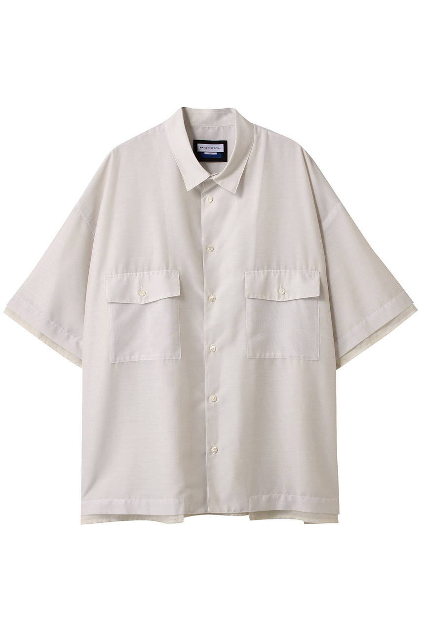 MAISON SPECIAL 【UNISEX】半袖レイヤードシアーシャツ (O.WHT(オフホワイト), 1) メゾンスペシャル ELLE SHOP MAISON SPECIAL 【UNISEX】半袖レイヤードシアーシャツ (O.WHT(オフホワイト), 1) メゾンスペシャル ELLE SHOP