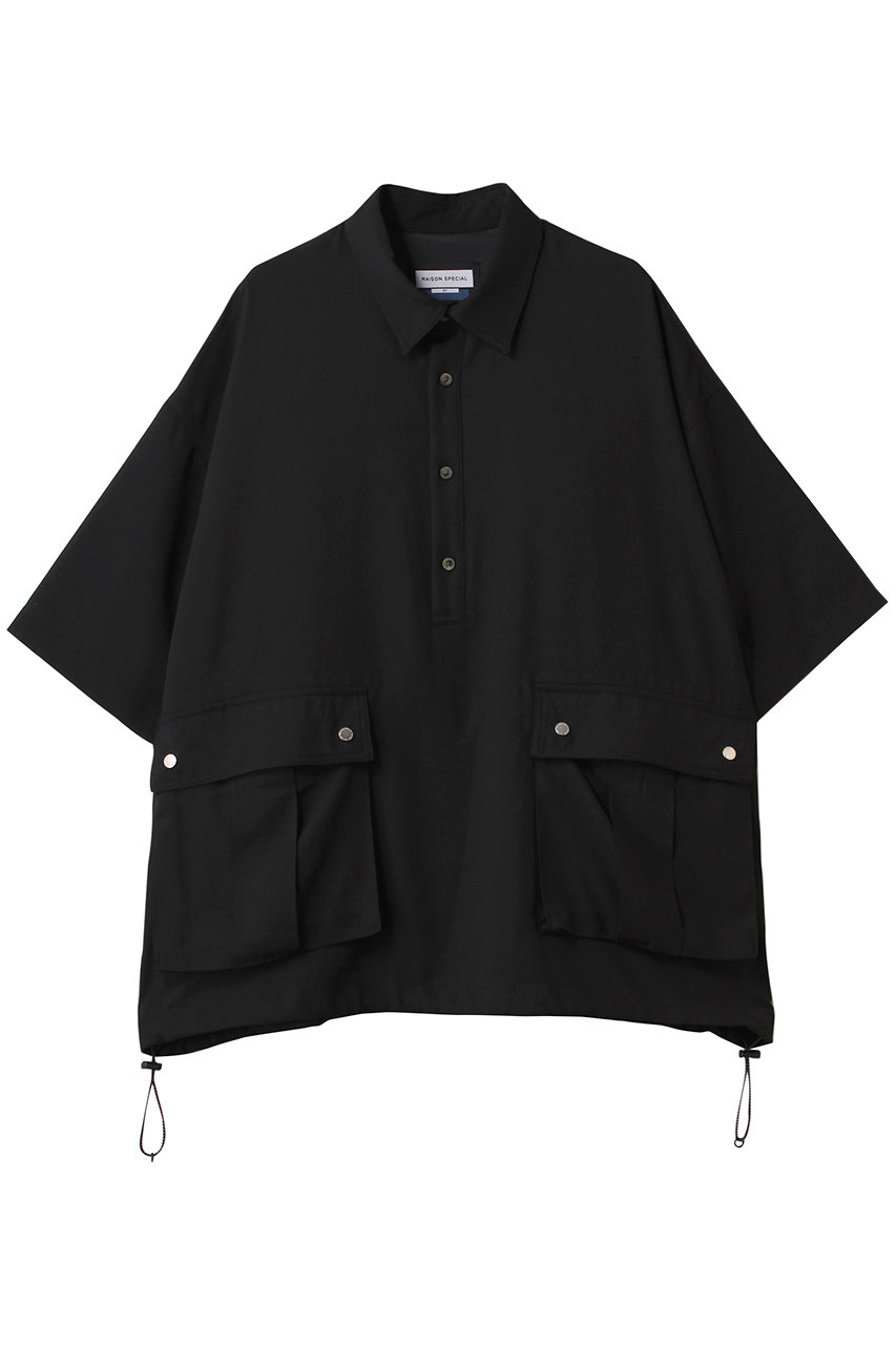MAISON SPECIAL 【UNISEX】半袖 カーゴポケット付きシャツ (BLK(ブラック), 1) メゾンスペシャル ELLE SHOP MAISON SPECIAL 【UNISEX】半袖 カーゴポケット付きシャツ (BLK(ブラック), 1) メゾンスペシャル ELLE SHOP
