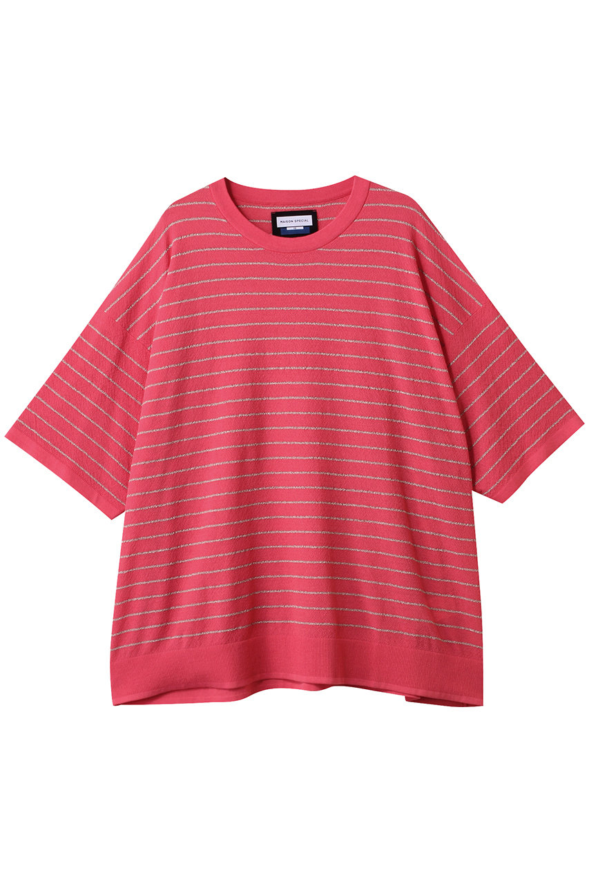 MAISON SPECIAL 【UNISEX】ラメボーダーシアー半袖ニット (PNK(ピンク), 2) メゾンスペシャル ELLE SHOP MAISON SPECIAL 【UNISEX】ラメボーダーシアー半袖ニット (PNK(ピンク), 2) メゾンスペシャル ELLE SHOP