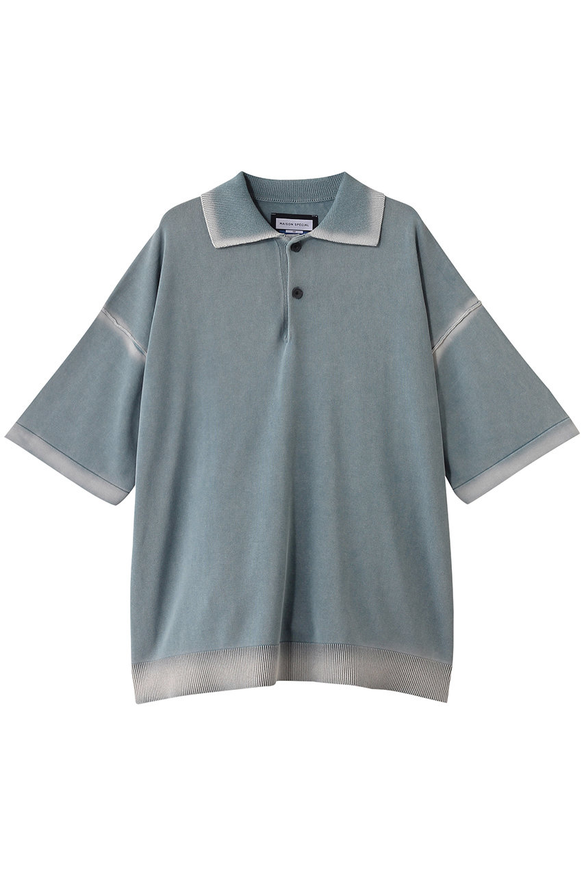 MAISON SPECIAL 【UNISEX】ハイツイストピグメントブリーチニットポロ (S.BLU(スカイブルー), 2) メゾンスペシャル ELLE SHOP MAISON SPECIAL 【UNISEX】ハイツイストピグメントブリーチニットポロ (S.BLU(スカイブルー), 2) メゾンスペシャル ELLE SHOP