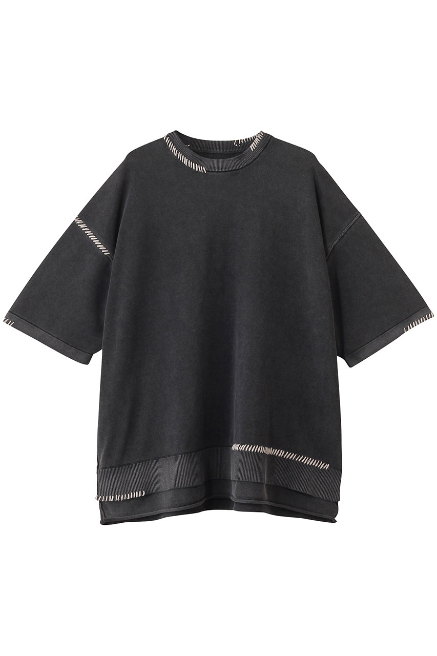 MAISON SPECIAL 【UNISEX】ハイツイストピグメントブリーチニットTシャツ (BLK(ブラック), 1) メゾンスペシャル ELLE SHOP MAISON SPECIAL 【UNISEX】ハイツイストピグメントブリーチニットTシャツ (BLK(ブラック), 1) メゾンスペシャル ELLE SHOP