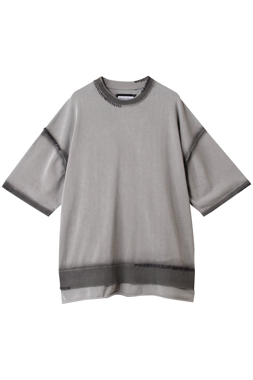 MAISON SPECIAL 【UNISEX】ハイツイストピグメントブリーチニットTシャツ (G.BGE(グレーベージュ), 1) メゾンスペシャル ELLE SHOP MAISON SPECIAL 【UNISEX】ハイツイストピグメントブリーチニットTシャツ (G.BGE(グレーベージュ), 1) メゾンスペシャル ELLE SHOP