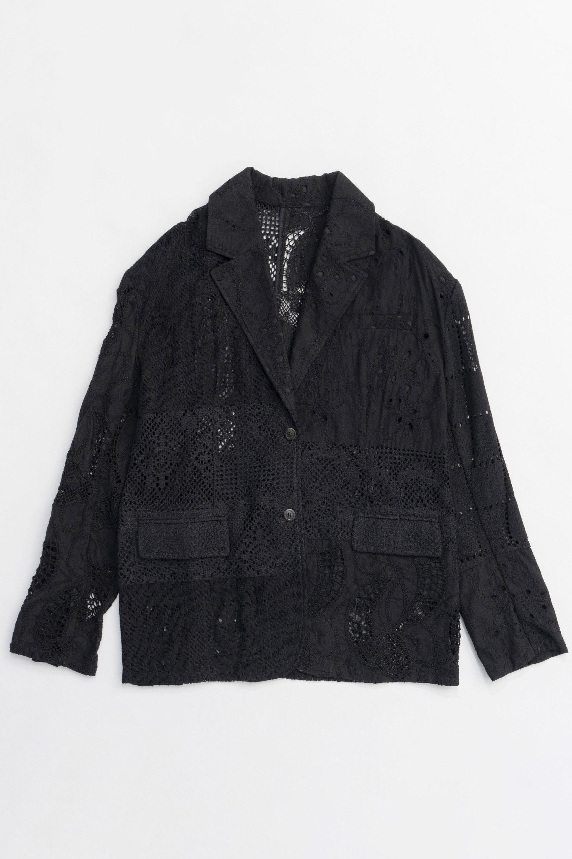 メゾンスペシャル/MAISON SPECIALの【予約販売】Lace Fabric Docking Jacket/レースドッキングジャケット(BLK(ブラック)/21251115801)