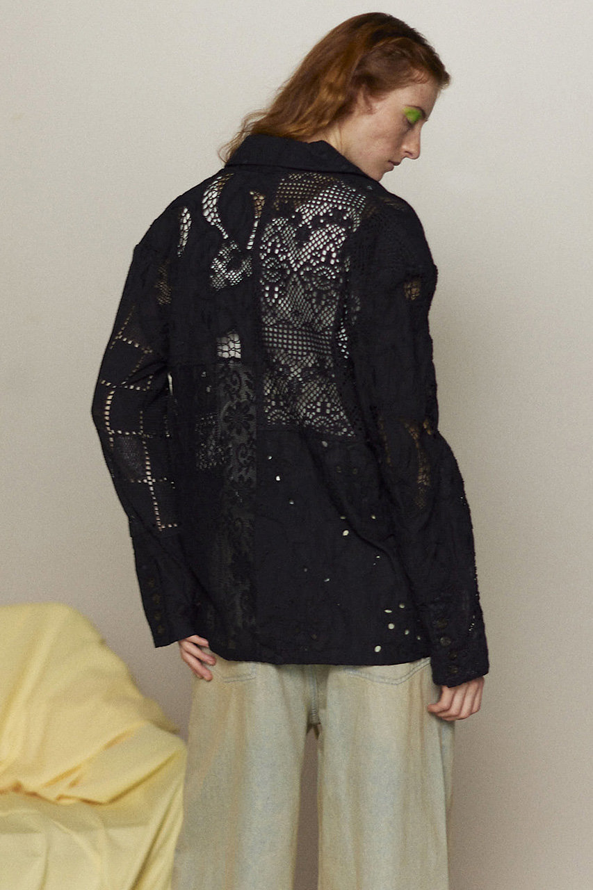 タグ付き　メゾンスペシャル レースファブリックドッキングジャケット　黒 MAISON SPECIAL(メゾンスペシャル)｜Lace Fabric Docking Jacket