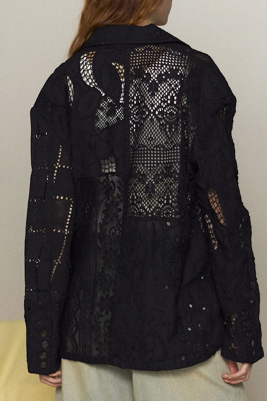 タグ付き　メゾンスペシャル レースファブリックドッキングジャケット　黒 MAISON SPECIAL(メゾンスペシャル)｜Lace Fabric Docking Jacket