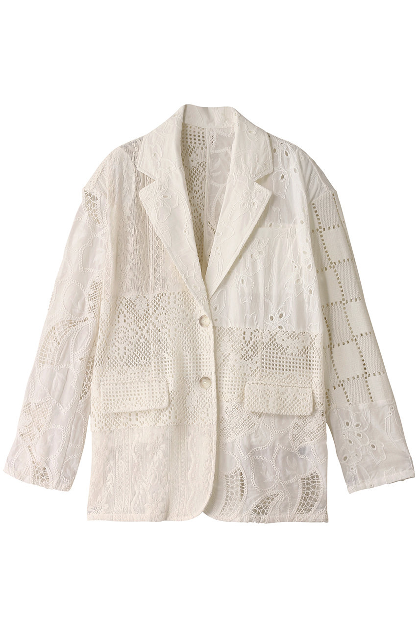 メゾンスペシャル/MAISON SPECIALの【予約販売】Lace Fabric Docking Jacket/レースドッキングジャケット(WHT(ホワイト)/21251115801)